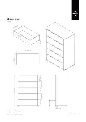 Black High Gloss 5 Drawer Chest | Moritz