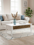 White Rectangular Coffee Table with Two Storage Drawers | Bali