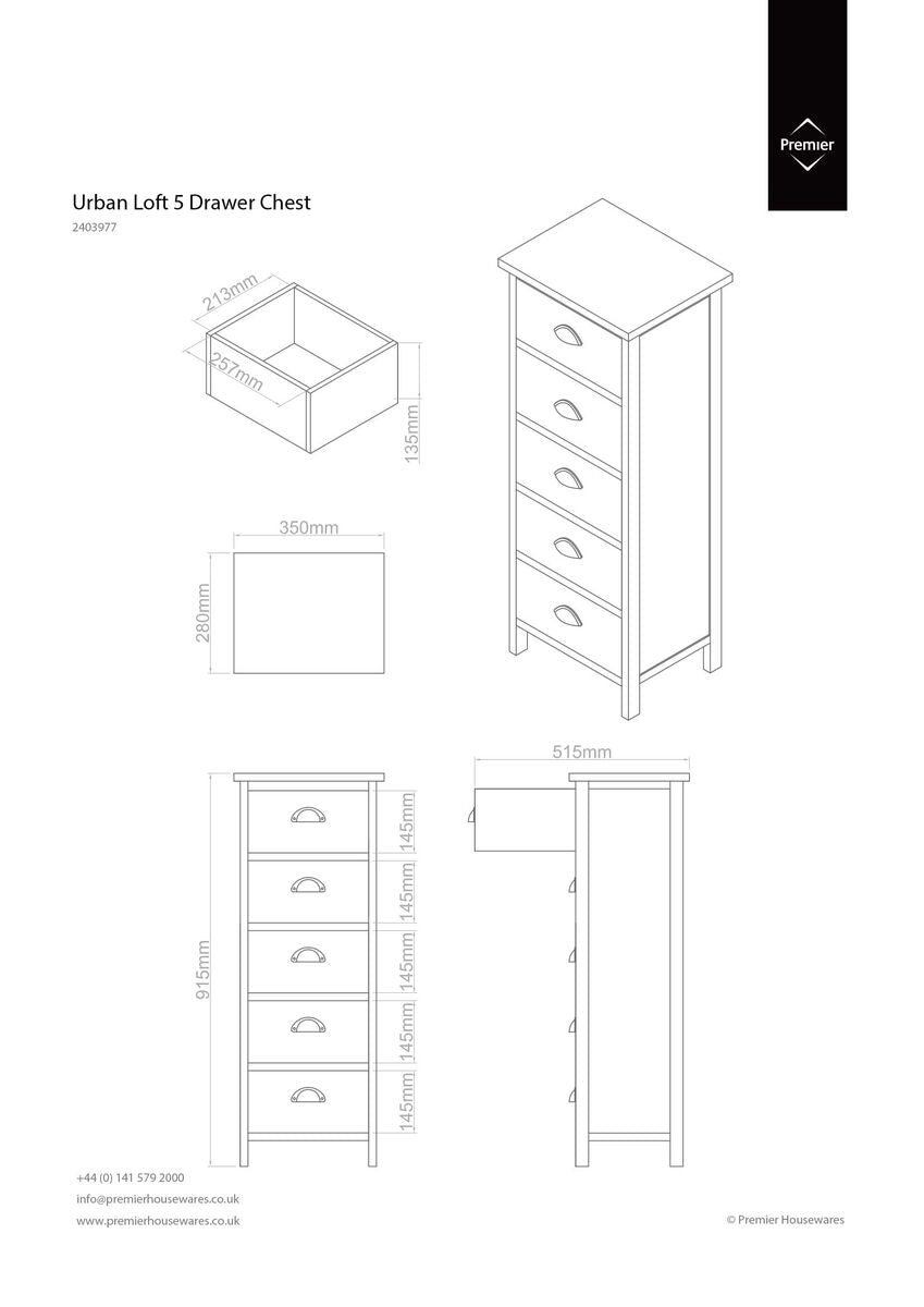 5 Drawers Chest | Urban Loft