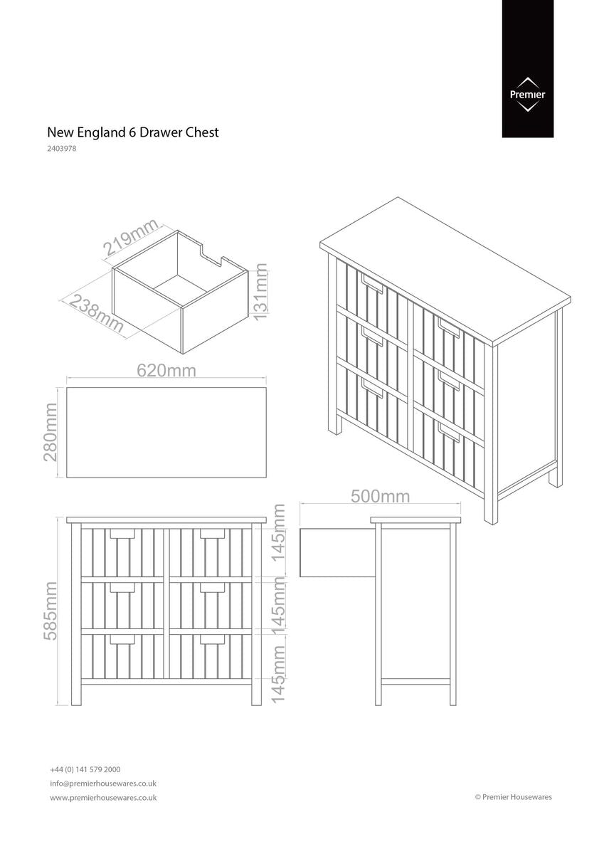 White 6 Drawers Chest | New England