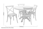 Round Solid Wood Dining Table with 4 Chairs Set in Whitewash Finish | Vermont