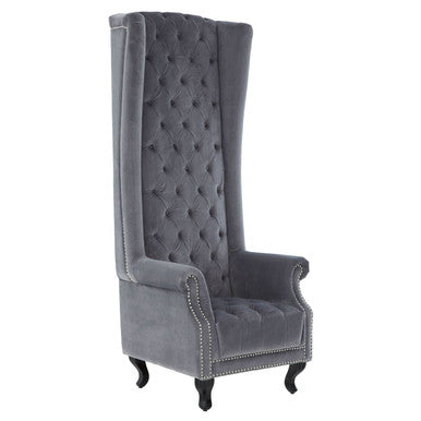 Grey Velvet Tall Porter Chair | Regents Park