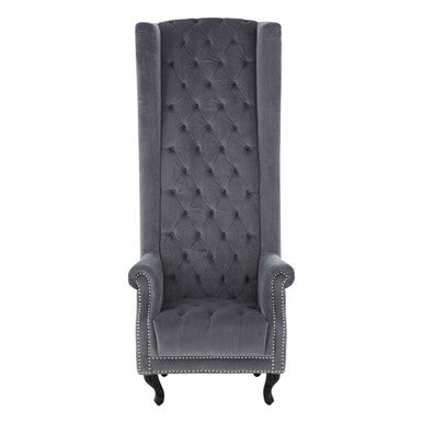 Grey Velvet Tall Porter Chair | Regents Park
