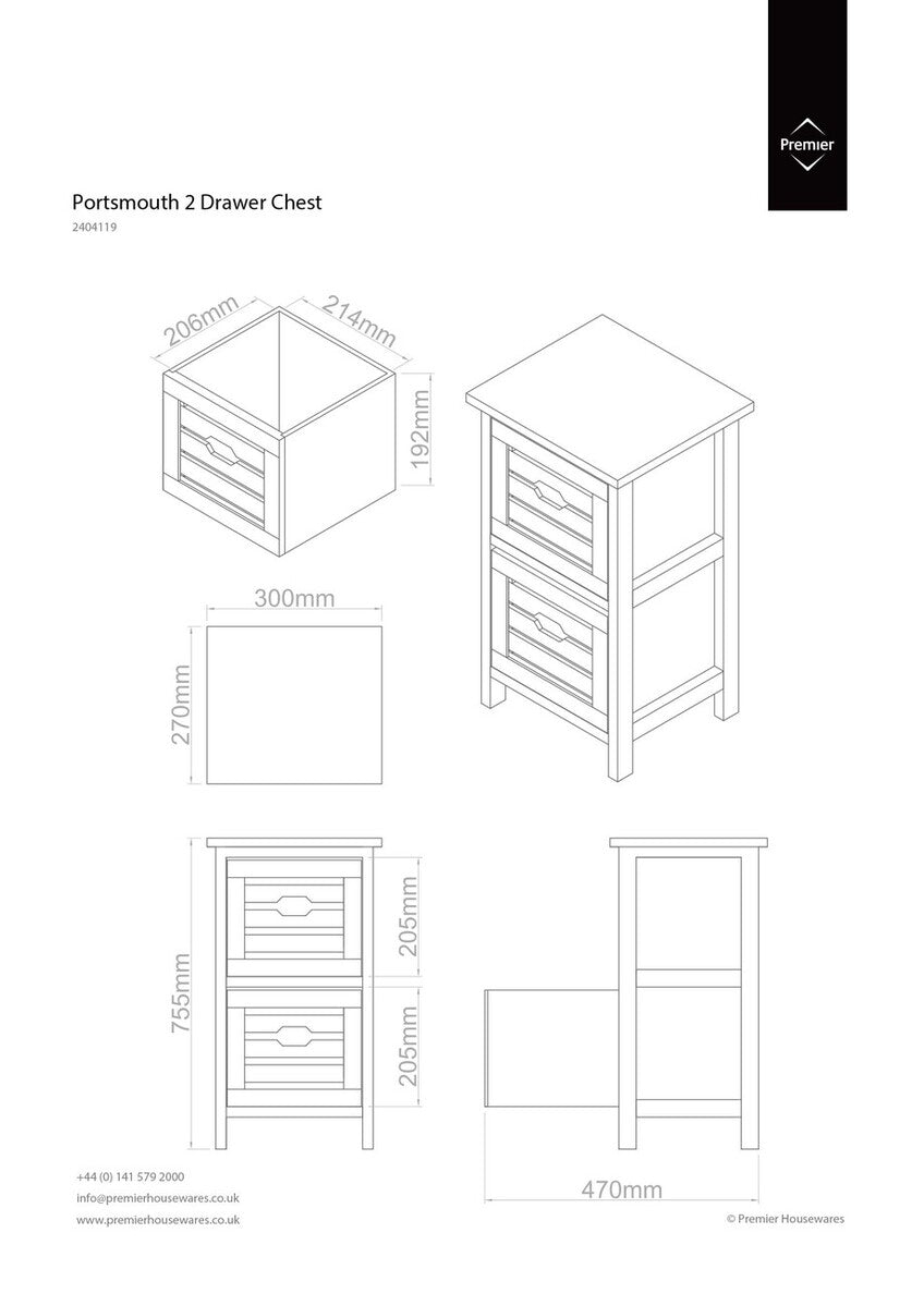 2 Drawer Chest | Portsmouth