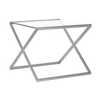 Tempered Glass Rectangular Side Table with Criss Cross Design | Roma