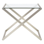 Tempered Glass Rectangular Side Table with Criss Cross Design | Roma