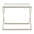 Tempered Glass Rectangular Side Table with Criss Cross Design | Roma
