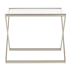 Tempered Glass Rectangular Side Table with Criss Cross Design | Roma