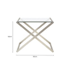 Tempered Glass Rectangular Side Table with Criss Cross Design | Roma