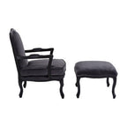 Grey Velvet Chair and Footstool | Rococo