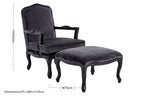Grey Velvet Chair and Footstool | Rococo