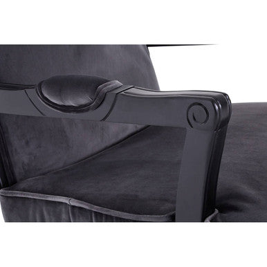Grey Velvet Chair and Footstool | Rococo