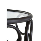 Black Round Glass Top Side Table with Circular Frame Design Meta Base | Antalya