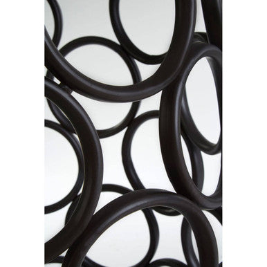 Black Round Glass Top Side Table with Circular Frame Design Meta Base | Antalya