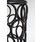Black Round Glass Top Side Table with Circular Frame Design Meta Base | Antalya