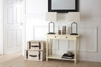 White Wooden Ivory Two-Tier Display Top Console Table with 2 Drawers and Carved Legs, Heritage