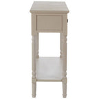 Grey Natural Wooden Two-Tier Display Top Console Table with 2 Drawers and Carved Legs, Heritage