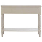 Grey Natural Wooden Two-Tier Display Top Console Table with 2 Drawers and Carved Legs, Heritage