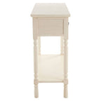 White Ivory Wooden 3-Drawer Console Table with Bevelled Top and Bottom Shelf | Heritage