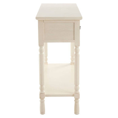 White Ivory Wooden 3-Drawer Console Table with Bevelled Top and Bottom Shelf | Heritage