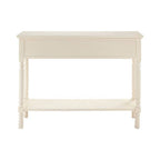 White Ivory Wooden 3-Drawer Console Table with Bevelled Top and Bottom Shelf | Heritage