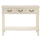 White Ivory Wooden 3-Drawer Console Table with Bevelled Top and Bottom Shelf | Heritage