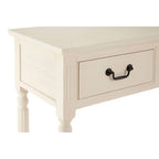 White Ivory Wooden 3-Drawer Console Table with Bevelled Top and Bottom Shelf | Heritage