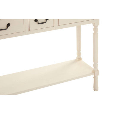 White Ivory Wooden 3-Drawer Console Table with Bevelled Top and Bottom Shelf | Heritage