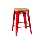 Red  Bar Stool in Powder Coated Metal and Wood | Aldgate