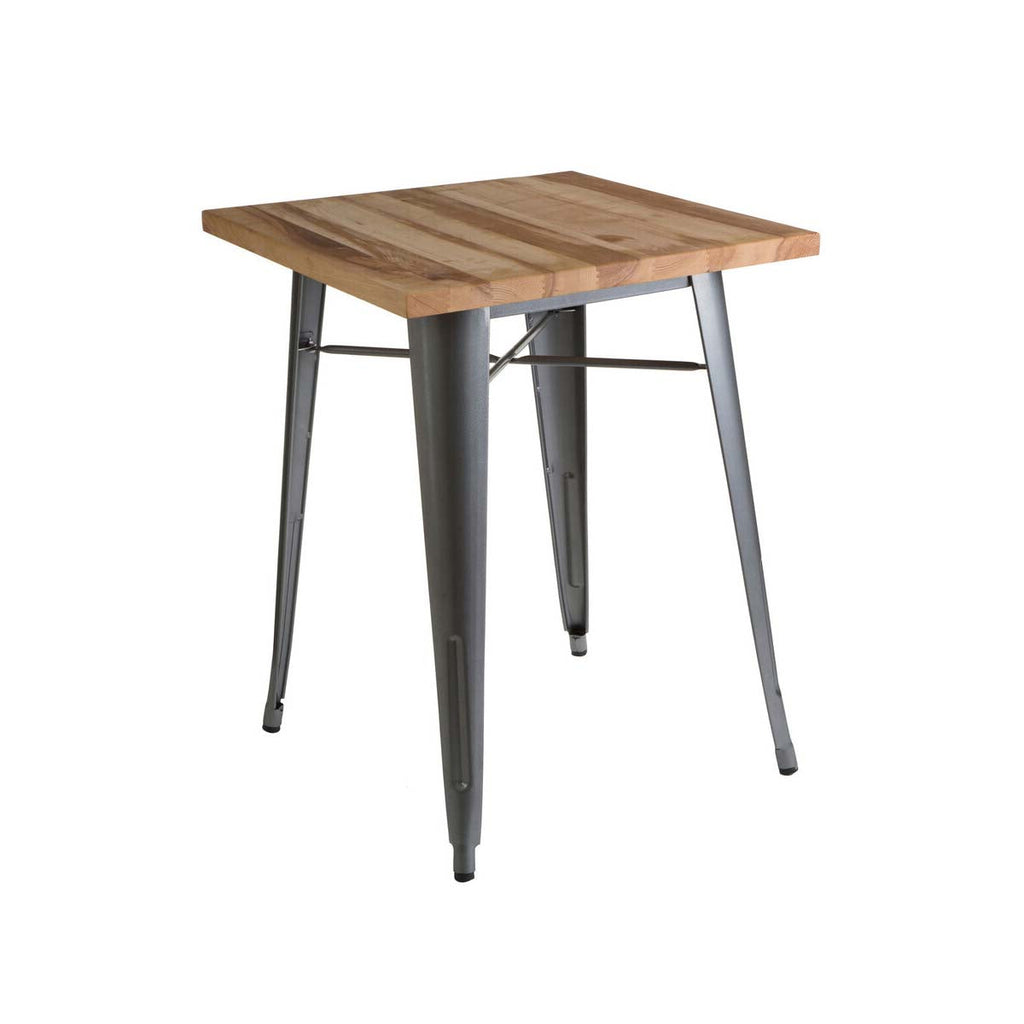 Natural Rustic Wood Top Side Table with Silver Powder Coated Metal Base | Aldgate