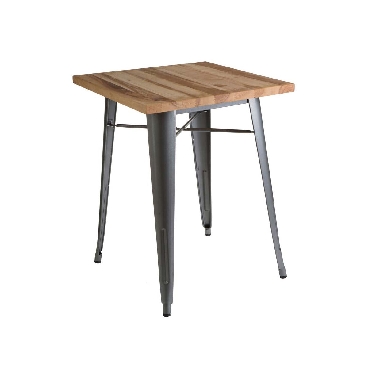 Natural Rustic Wood Top Side Table with Silver Powder Coated Metal Base | Aldgate