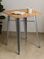 Natural Rustic Wood Top Side Table with Silver Powder Coated Metal Base | Aldgate