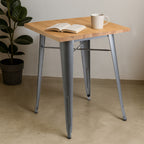 Natural Rustic Wood Top Side Table with Silver Powder Coated Metal Base | Aldgate