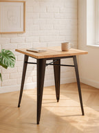 Natural Grain Wood Top Side Table with Crackle Copper Finish Gold Metal Legs | Aldgate