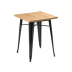 Natural Wood Grain Top Side Table with Black Powder Coated Metal Legs | Aldgate