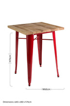 Natural Wood Grain Top Side Table with Red Powder Coated Metal Legs | Aldgate