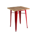 Natural Wood Grain Top Side Table with Red Powder Coated Metal Legs | Aldgate