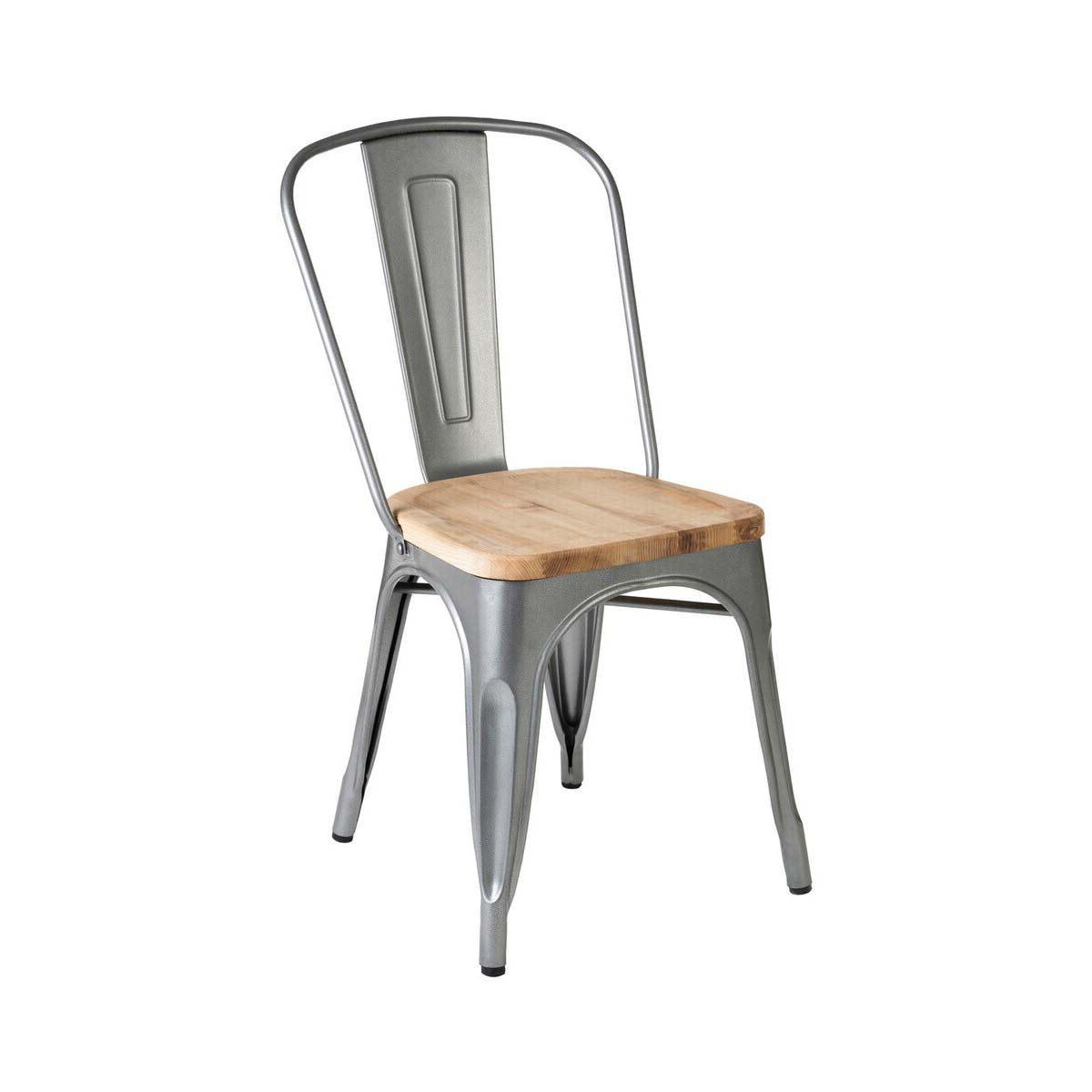 Silver Chair in Powder Coated  Metal and Wood | Aldgate