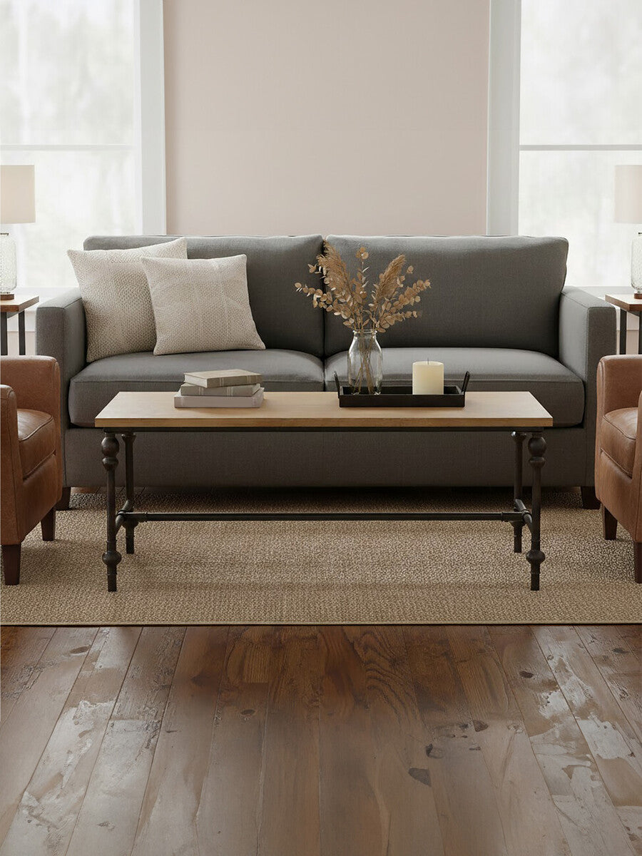 Natural Rectangular Coffee Table with Distressed Fir Wood Top | Tribeca
