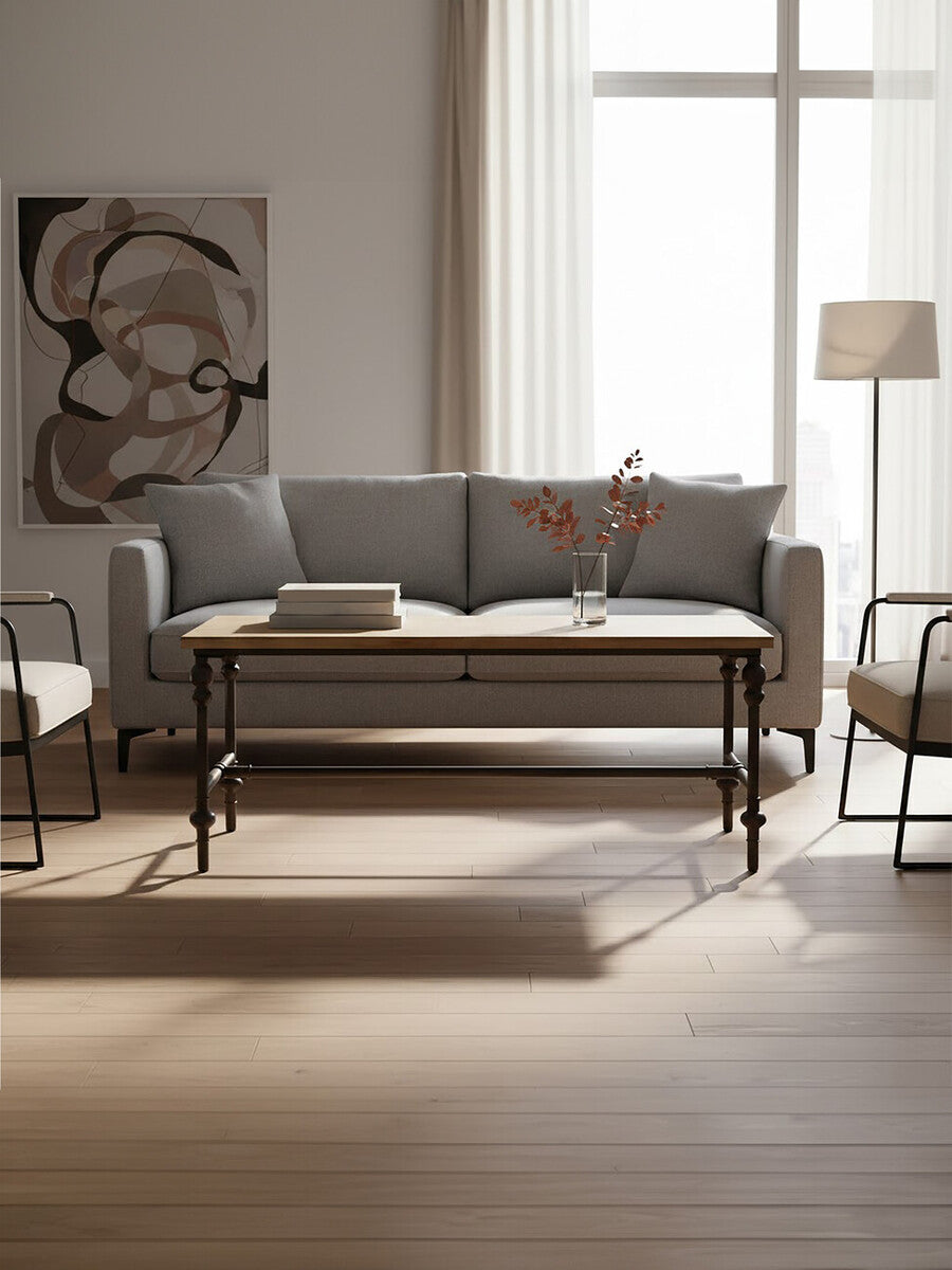 Natural Rectangular Coffee Table with Distressed Fir Wood Top | Tribeca