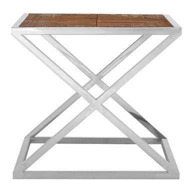 Natural Square Side Table with Cross Frame | Hudson