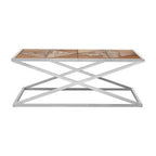 Natural Rectangular Coffee Table with Cross Frame Design | Hudson
