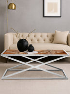 Natural Rectangular Coffee Table with Cross Frame Design | Hudson