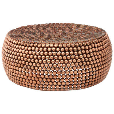 Gold Interlinked Beaded Iron Copper Finish Coffee Table | Templar