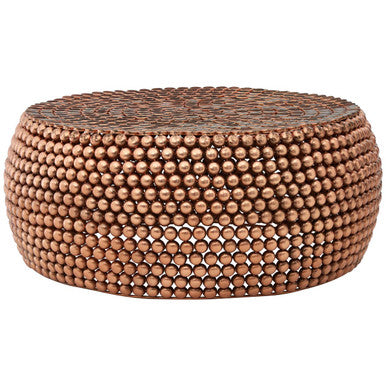 Gold Interlinked Beaded Iron Copper Finish Coffee Table | Templar