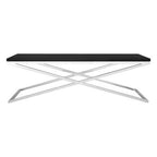 Black Leather Effect Rectangular Coffee Table with Cross Frame Design | Tribute