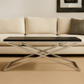 Black Leather Effect Rectangular Coffee Table with Cross Frame Design | Tribute