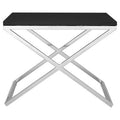 Black Leather Effect End Table with Cross Frame Design | Tribute