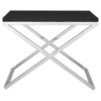 Black Leather Effect End Table with Cross Frame Design | Tribute