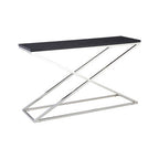 Black Leather Effect Console Table with Cross Design | Tribute